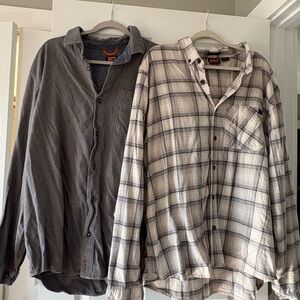 Timberland PRO Men's Long-Sleeve Gray and White Button-Down Shirts